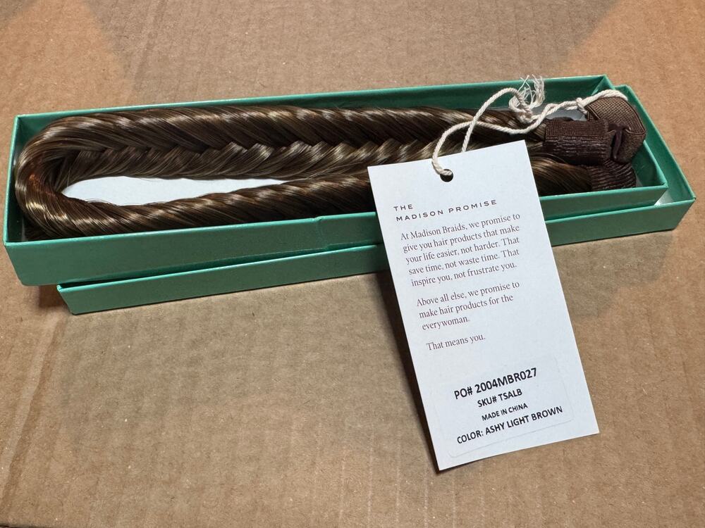 Madison Braids ASHY LIGHT BROWN Fishtail Halo Braided Headband NEW